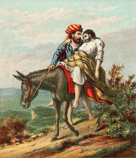 The Good Samaritan caring for the wounded traveller