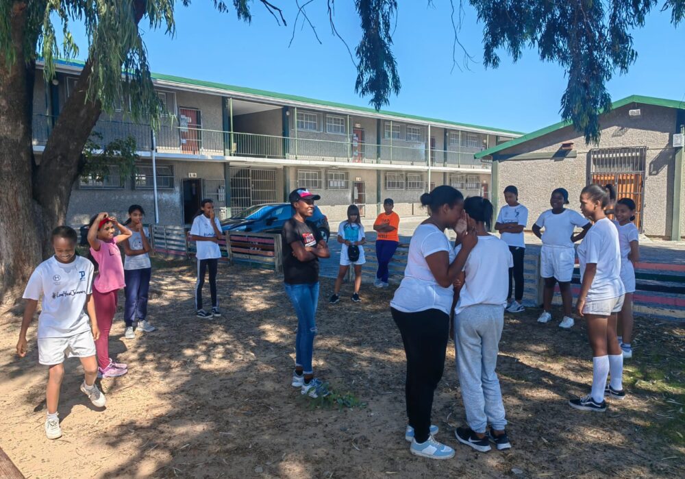 Youth in team building activity